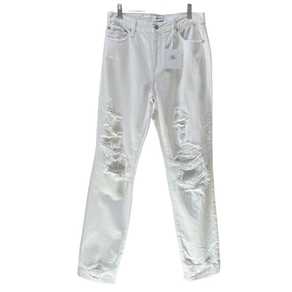 Pistola Presley High Rise Relaxed Roller Women’s‎ Distressed White Jeans Size 27